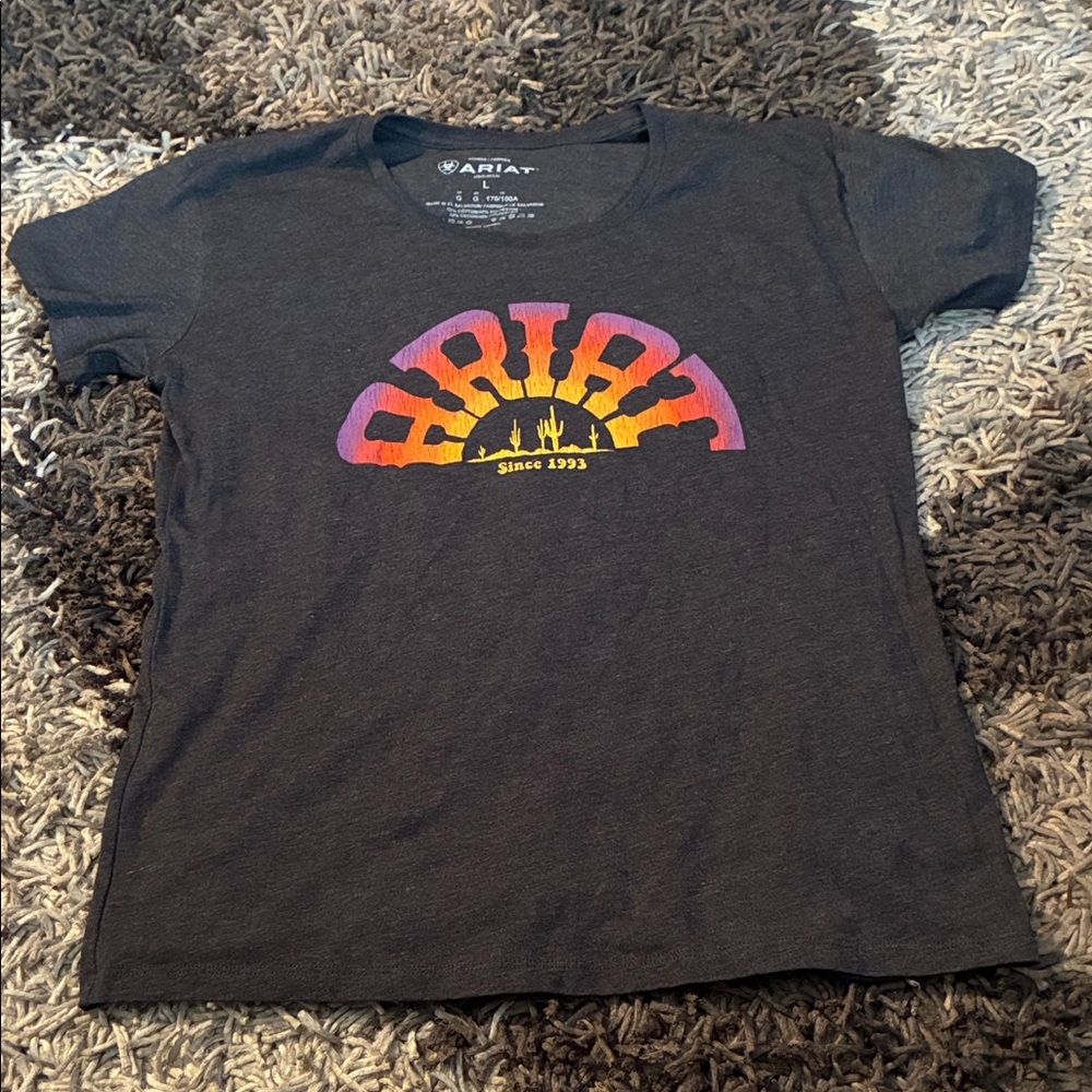 Ariat Black Tee with Sunset Gradient Logo